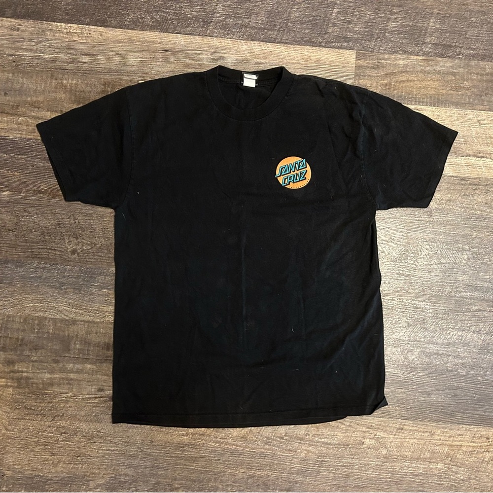 Santa Cruz Classic Logo T-Shirt Black Men’s Large Teal Sun Cactus Graphic